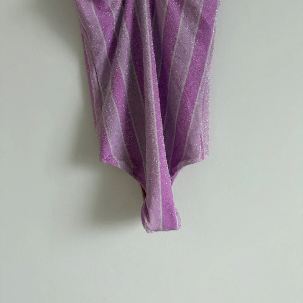 Crewcuts Shimmer Stripe Ruffle Strap Swimsuit Size 14